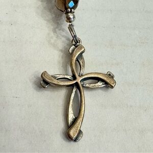 925 Sterling Silver Cross Natural Howlite Amethyst Tourmaline Gemstone Key Chain